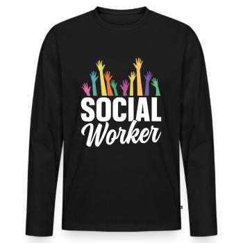 Travailleur social Travail social Profession de travailleur social - T-shirt manches longues Premium bio Homme - noir - Devant - Nico (187cm)