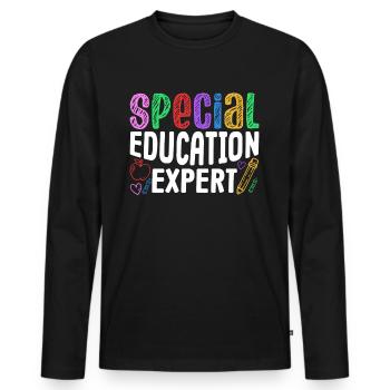 Expert en éducation spécialisée Enseignants en éducation spécialisée Éducation spécialisée - T-shirt manches longues Premium bio Homme - noir - Devant - Nico (187cm)