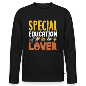 Amoureux de l’éducation spécialisée Enseignants en éducation spécialisée - T-shirt manches longues Premium bio Homme - noir - Devant - Nico (187cm)