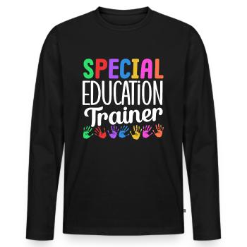 Formateur en éducation spécialisée Enseignant en éducation spécialisée - T-shirt manches longues Premium bio Homme - noir - Devant - Nico (187cm)