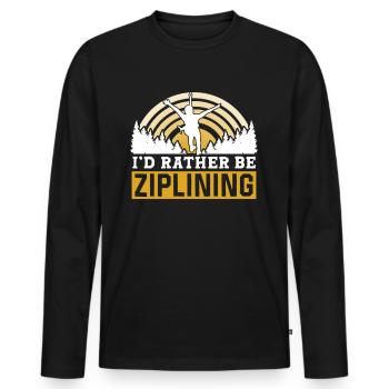 I'd Rather Be Ziplining Zipline Seilrutsche Sport - Männer Premium Bio Langarmshirt - Schwarz - Vorne - Nico (187cm)