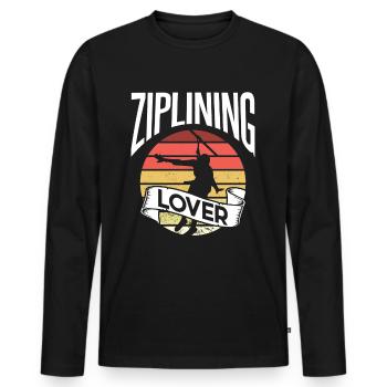 Ziplining Liebhaber Seilrutsche Sport Zipline - Männer Premium Bio Langarmshirt - Schwarz - Vorne - Nico (187cm)