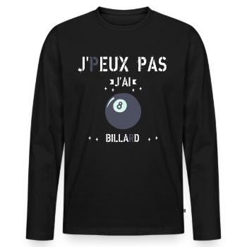 J Peux Pas J ai Billard - T-shirt manches longues Premium bio Homme - noir - Devant - Nico (187cm)