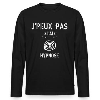 J Peux Pas J Ai Hypnose - T-shirt manches longues Premium bio Homme - noir - Devant - Nico (187cm)