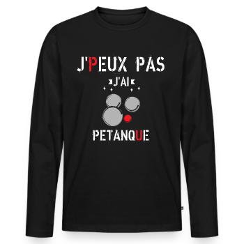 J Peux Pas J ai Pétanque - T-shirt manches longues Premium bio Homme - noir - Devant - Nico (187cm)