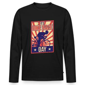 C’est le jour de la course de vélo course de vélo course de vélo - T-shirt manches longues Premium bio Homme - noir - Devant - Nico (187cm)