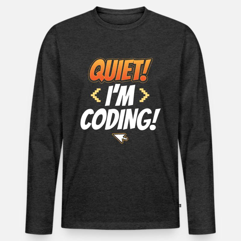Silent I Programming Coding Coder Programming Men's Premium Organic Long Sleeve Shirt