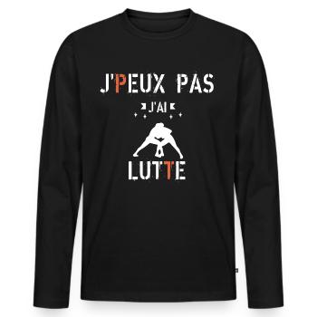 J Peux Pas J Ai Lutte - T-shirt manches longues Premium bio Homme - noir - Devant - Nico (187cm)