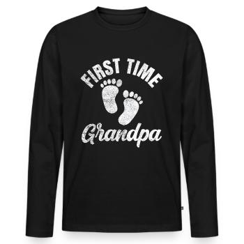 First time grandpa grandparents first time cute - Men's Premium Organic Long Sleeve Shirt - black - Front - Nico (187cm)