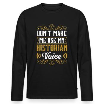 Mon historien Histoire Histoire Profession - T-shirt manches longues Premium bio Homme - noir - Devant - Nico (187cm)