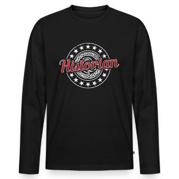 Historien Histoire Professeur d’histoire - T-shirt manches longues Premium bio Homme - noir - Devant - Nico (187cm)