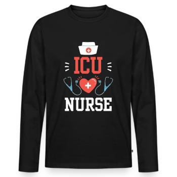 Infirmière en soins intensifs Soins intensifs Soins intensifs - T-shirt manches longues Premium bio Homme - noir - Devant - Nico (187cm)