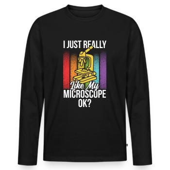 J’aime vraiment mon microscope Microscope - T-shirt manches longues Premium bio Homme - noir - Devant - Nico (187cm)