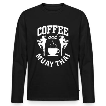Kaffee Und Muay Thai Kampfsport Kampf Kämpfer - Männer Premium Bio Langarmshirt - Schwarz - Vorne - Nico (187cm)