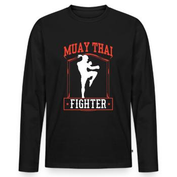 Muay Thai combattant arts martiaux arts martiaux combat - T-shirt manches longues Premium bio Homme - noir - Devant - Nico (187cm)