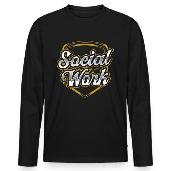 Travail social Profession Travailleur social Travail social - T-shirt manches longues Premium bio Homme - noir - Devant - Nico (187cm)
