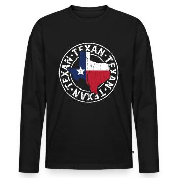Dictons texans Texas Pride Texan - T-shirt manches longues Premium bio Homme - noir - Devant - Nico (187cm)
