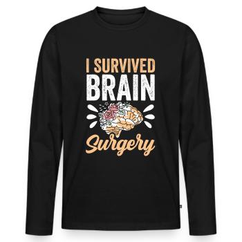 J’ai survécu à une chirurgie du cerveau Chirurgie du cerveau - T-shirt manches longues Premium bio Homme - noir - Devant - Nico (187cm)