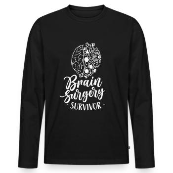 Chirurgie cérébrale Survivant d’une chirurgie cérébrale - T-shirt manches longues Premium bio Homme - noir - Devant - Nico (187cm)