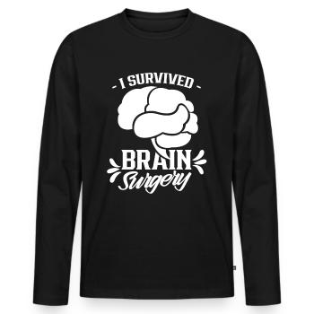 J’ai survécu à une chirurgie du cerveau Chirurgie du cerveau - T-shirt manches longues Premium bio Homme - noir - Devant - Nico (187cm)