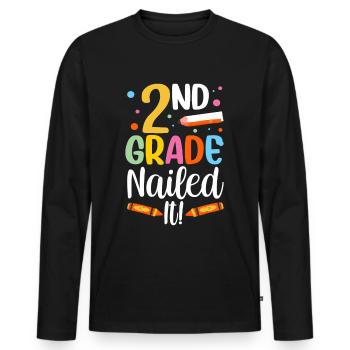 Second Grade Bull's Eye Second Grader Teacher - Men's Premium Organic Long Sleeve Shirt - black - Front - Nico (187cm)