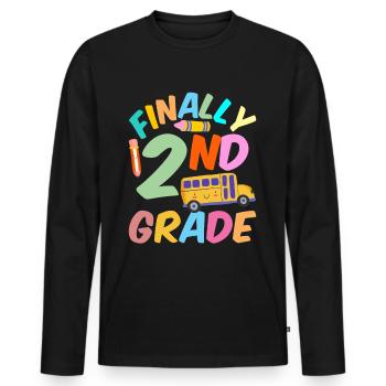 Finally Second Grade Teacher School Second Grader - Men's Premium Organic Long Sleeve Shirt - black - Front - Nico (187cm)