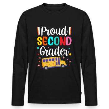 Proud Second Grader Teacher School Second Grade - Men's Premium Organic Long Sleeve Shirt - black - Front - Nico (187cm)