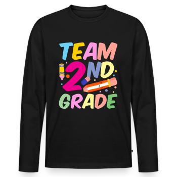 Team Second Grade Teacher Second Grader School - Men's Premium Organic Long Sleeve Shirt - black - Front - Nico (187cm)