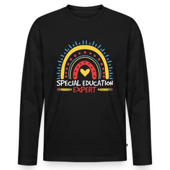 Expert en éducation spécialisée Enseignante en éducation spécialisée - T-shirt manches longues Premium bio Homme - noir - Devant - Nico (187cm)