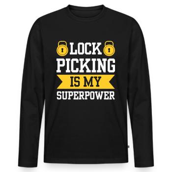 Le crochetage de serrure est mon crochetage de serrure superpuissant - T-shirt manches longues Premium bio Homme - noir - Devant - Nico (187cm)