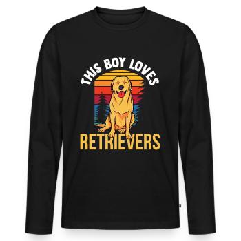 This Boy Loves Retriever Retrievers Dog - Men's Premium Organic Long Sleeve Shirt - black - Front - Nico (187cm)