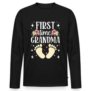 First Time Grandma Cute Grandparents First Time - Men's Premium Organic Long Sleeve Shirt - black - Front - Nico (187cm)