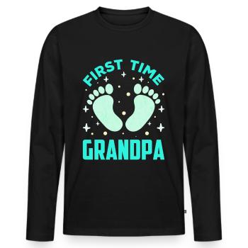 The first time grandpa cute first time grandparents - Men's Premium Organic Long Sleeve Shirt - black - Front - Nico (187cm)