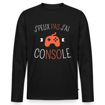 J Peux Pas J ai Console - T-shirt manches longues Premium bio Homme - noir - Devant - Nico (187cm)