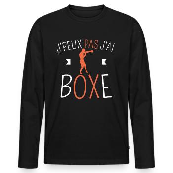 J peux pas j ai boxe - T-shirt manches longues Premium bio Homme - noir - Devant - Nico (187cm)