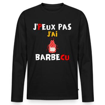 J peux pas j ai barbecue - T-shirt manches longues Premium bio Homme - noir - Devant - Nico (187cm)