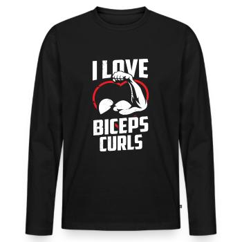 J’adore biceps boucles biceps muscles dictons - T-shirt manches longues Premium bio Homme - noir - Devant - Nico (187cm)