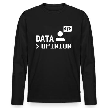 Data > Opinion Programmeur Codeur Codeur - T-shirt manches longues Premium bio Homme - noir - Devant - Nico (187cm)