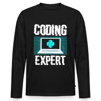 Coding Expert Coder Programming Programmer - Men's Premium Organic Long Sleeve Shirt - black - Front - Nico (187cm)