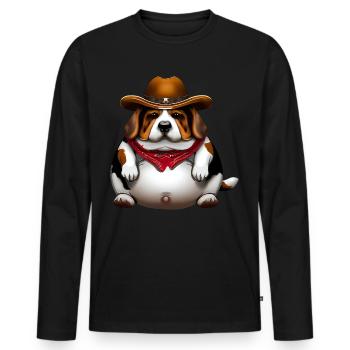 Gros Beagle Cowboy - T-shirt manches longues Premium bio Homme - noir - Devant - Nico (187cm)