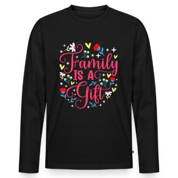 Family is a gift related to family reunions - Men's Premium Organic Long Sleeve Shirt - black - Front - Nico (187cm)