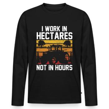 Ich Arbeite In Hektar Nicht In Stunden Bauer - Männer Premium Bio Langarmshirt - Schwarz - Vorne - Nico (187cm)