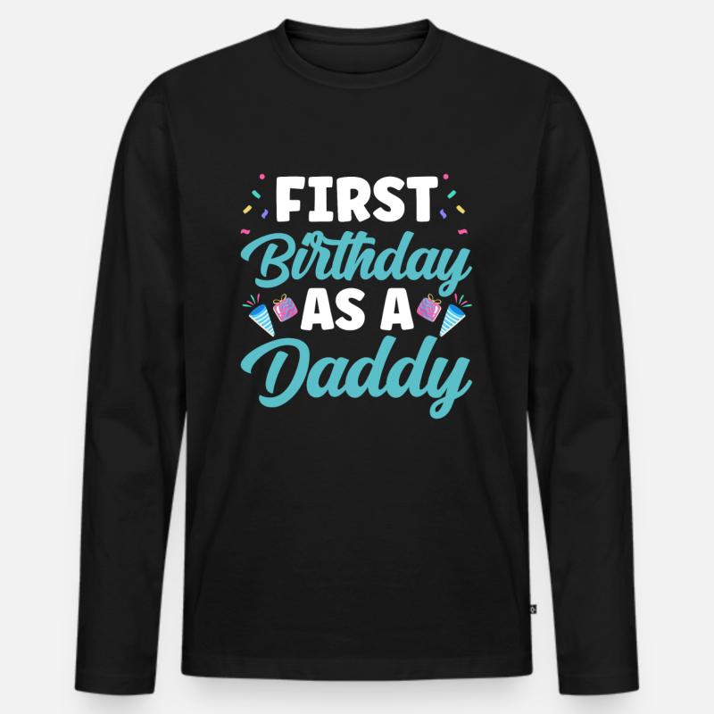 Erster Geburtstag Als Papi Papa Vater Party - Männer Premium Bio Langarmshirt - Schwarz