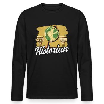 Historian History Teacher History History - Men's Premium Organic Long Sleeve Shirt - black - Front - Nico (187cm)