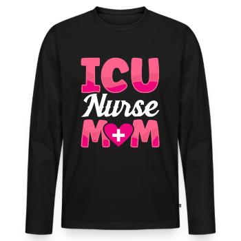 Infirmière en soins intensifs Maman Soins intensifs - T-shirt manches longues Premium bio Homme - noir - Devant - Nico (187cm)