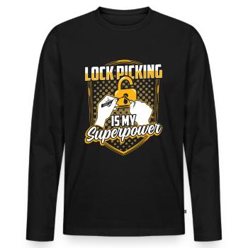 Le crochetage de serrure est mon crochetage de serrure superpuissant - T-shirt manches longues Premium bio Homme - noir - Devant - Nico (187cm)