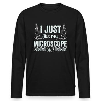 J’aime vraiment mon microscope Microscope - T-shirt manches longues Premium bio Homme - noir - Devant - Nico (187cm)