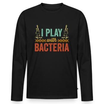 Je joue avec des microscopes bactériens microscope - T-shirt manches longues Premium bio Homme - noir - Devant - Nico (187cm)