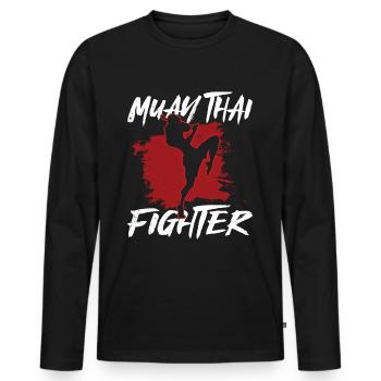 Muay Thai combattants arts martiaux arts martiaux arts martiaux - T-shirt manches longues Premium bio Homme - noir - Devant - Nico (187cm)