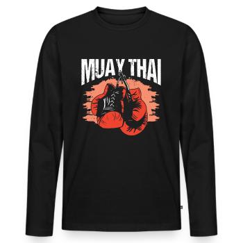 Muay Thai Arts Martiaux Combattant Combat Arts Martiaux - T-shirt manches longues Premium bio Homme - noir - Devant - Nico (187cm)